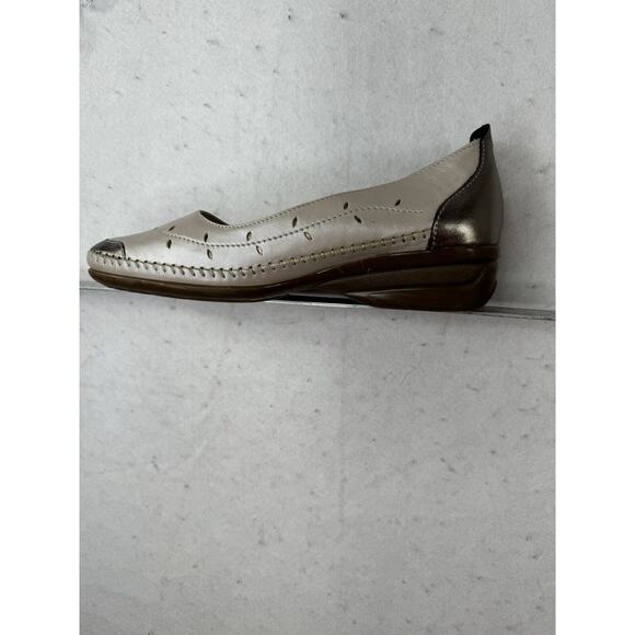 Spring Step Tan & Taupe Leather Shoes Women Size 40 / 7 Square‎ Toe - Picture 3 of 10